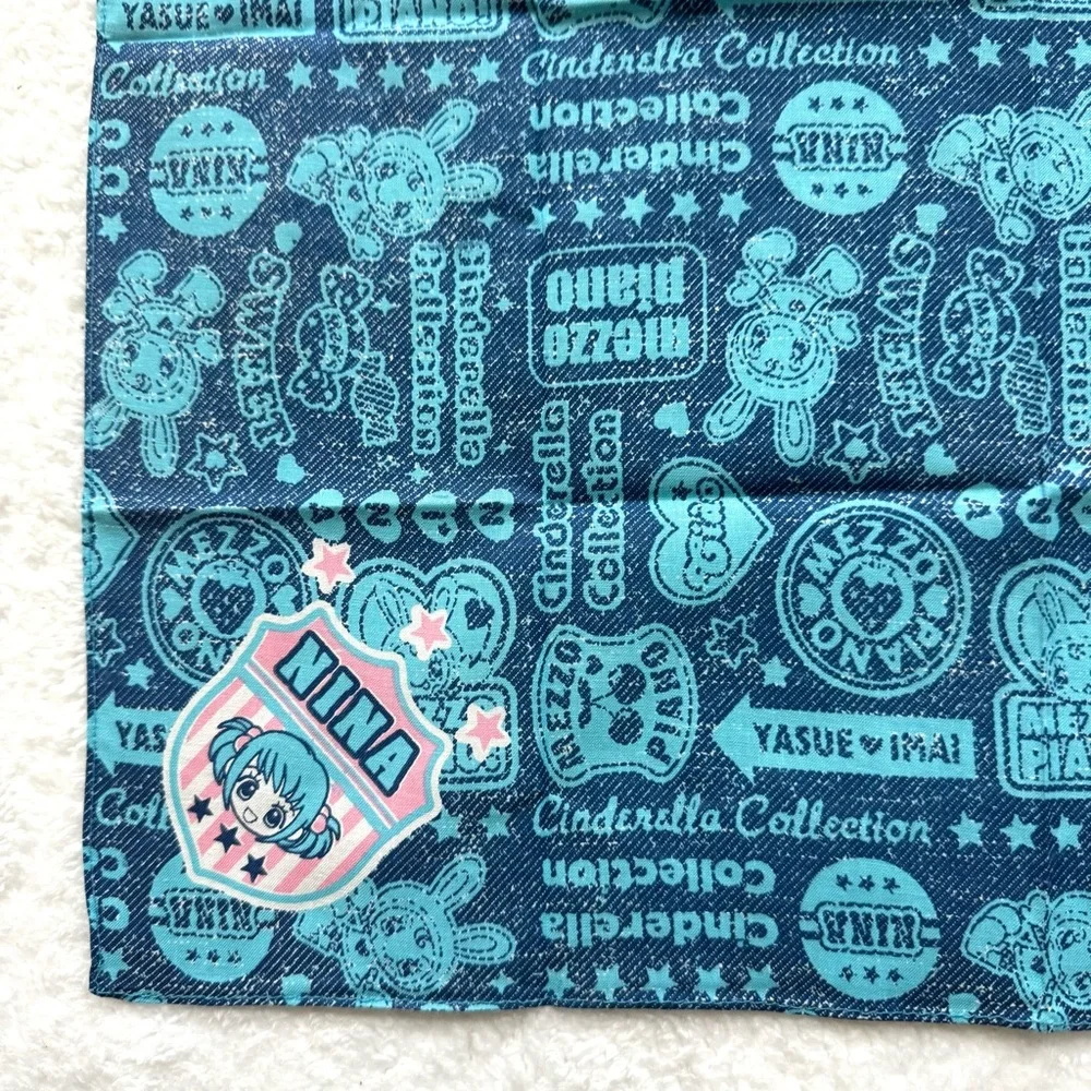 RARE Mezzo Piano Berrie Bandana Scarf Blue Y2K Heisei Gal